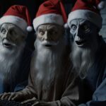 3 cyber ghosts in front of a computer