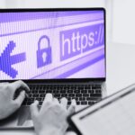 laptop with an https image on the screen