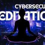 meditation pose in front of a digital matrix
