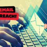 Person typing on laptop, email and email breach text.
