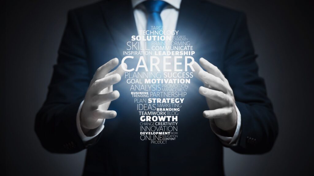 A person holding a career lightbulb