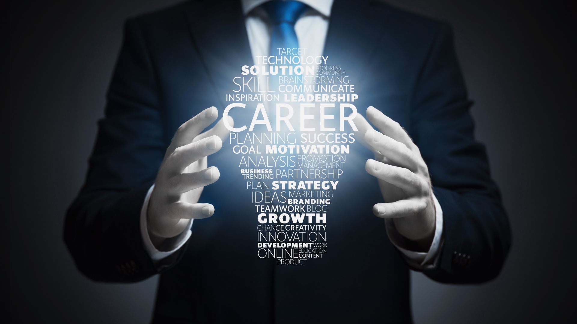 A person holding a career lightbulb