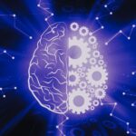 Purple and blue AI brain representation