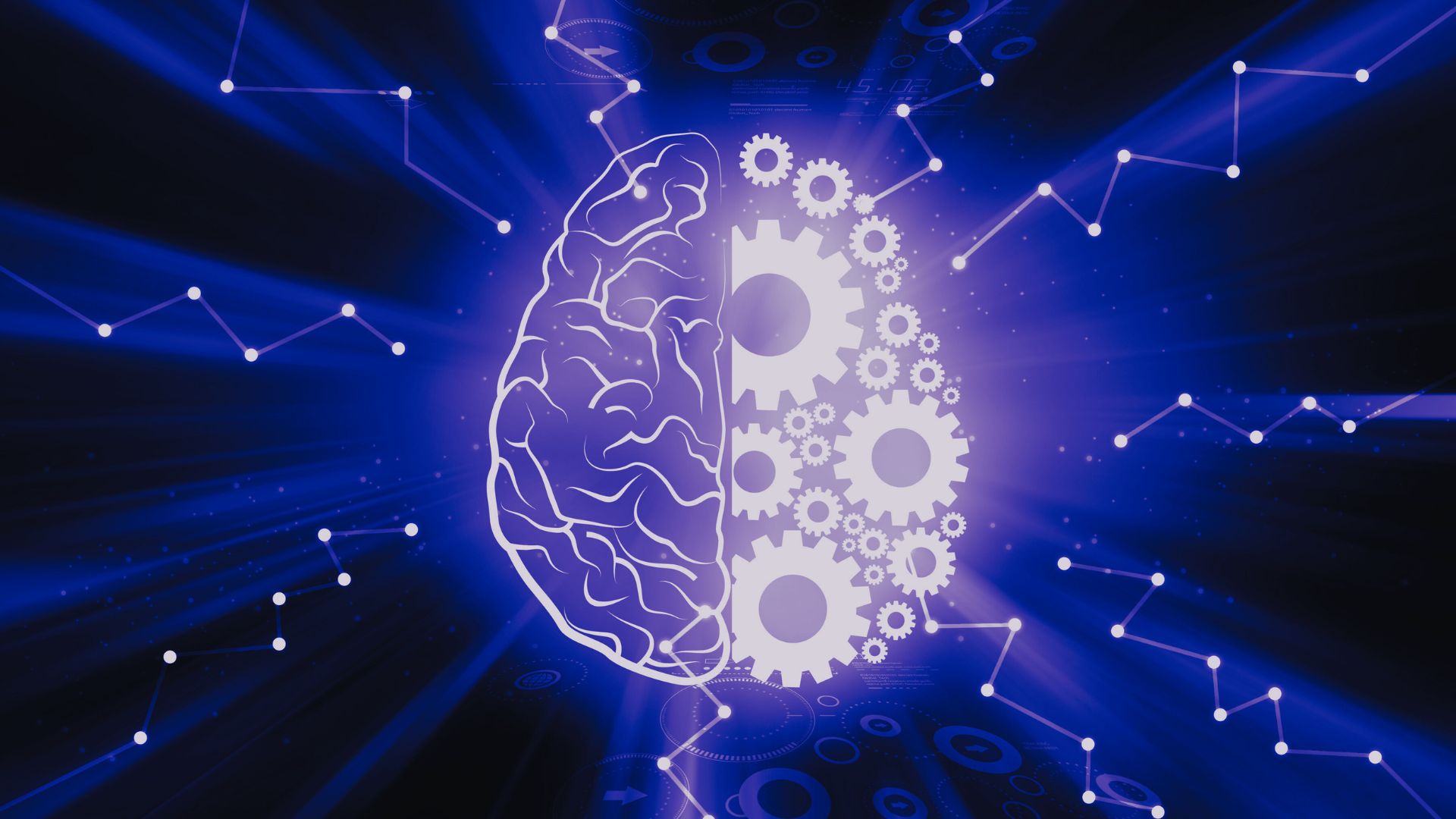 Purple and blue AI brain representation