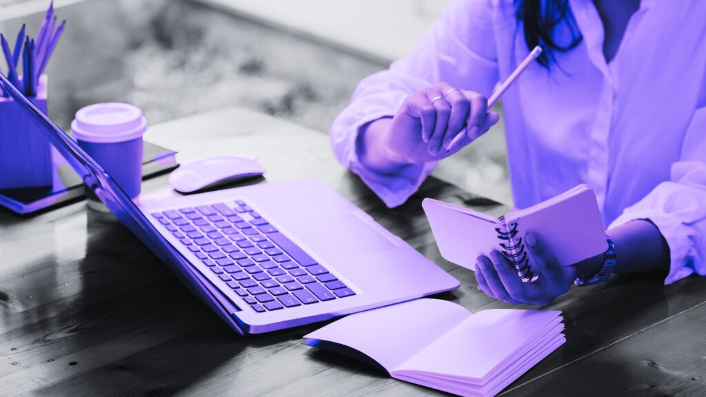 Person learning on laptop