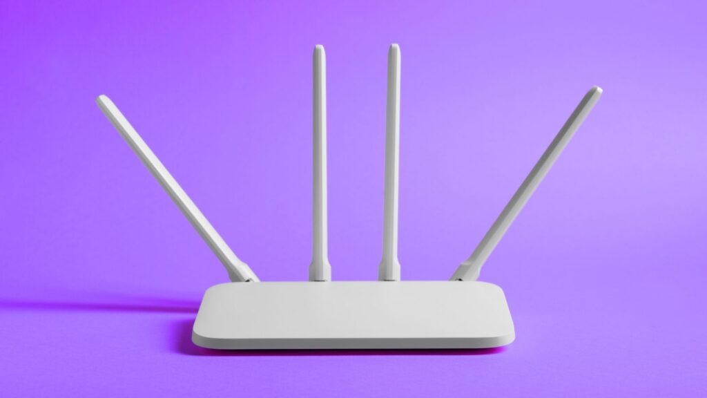 Router with purple background