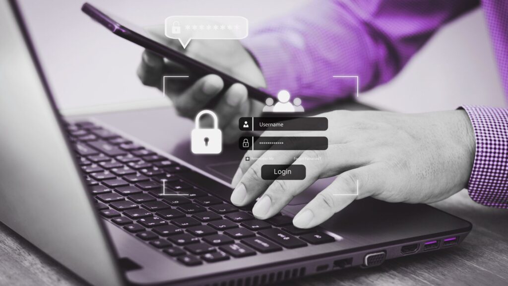Person logging into their account and enabling MFA