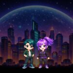 Cyberlingz cybersecurity awareness game character art with Cyber City skyline